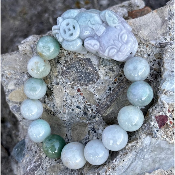NWT SJ Pearl Natural Carved Pixiu Natural Jade Bracelet - Picture 2 of 6
